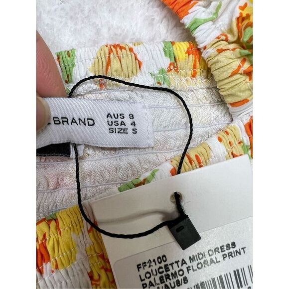 Faithfull the brand dress women’s size 4 Loucetta white yellow orange floral new - Picture 12 of 14